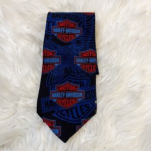 RM Style Ralph Marlin Vintage Red & Blue Harley-Davidson Silk Tie